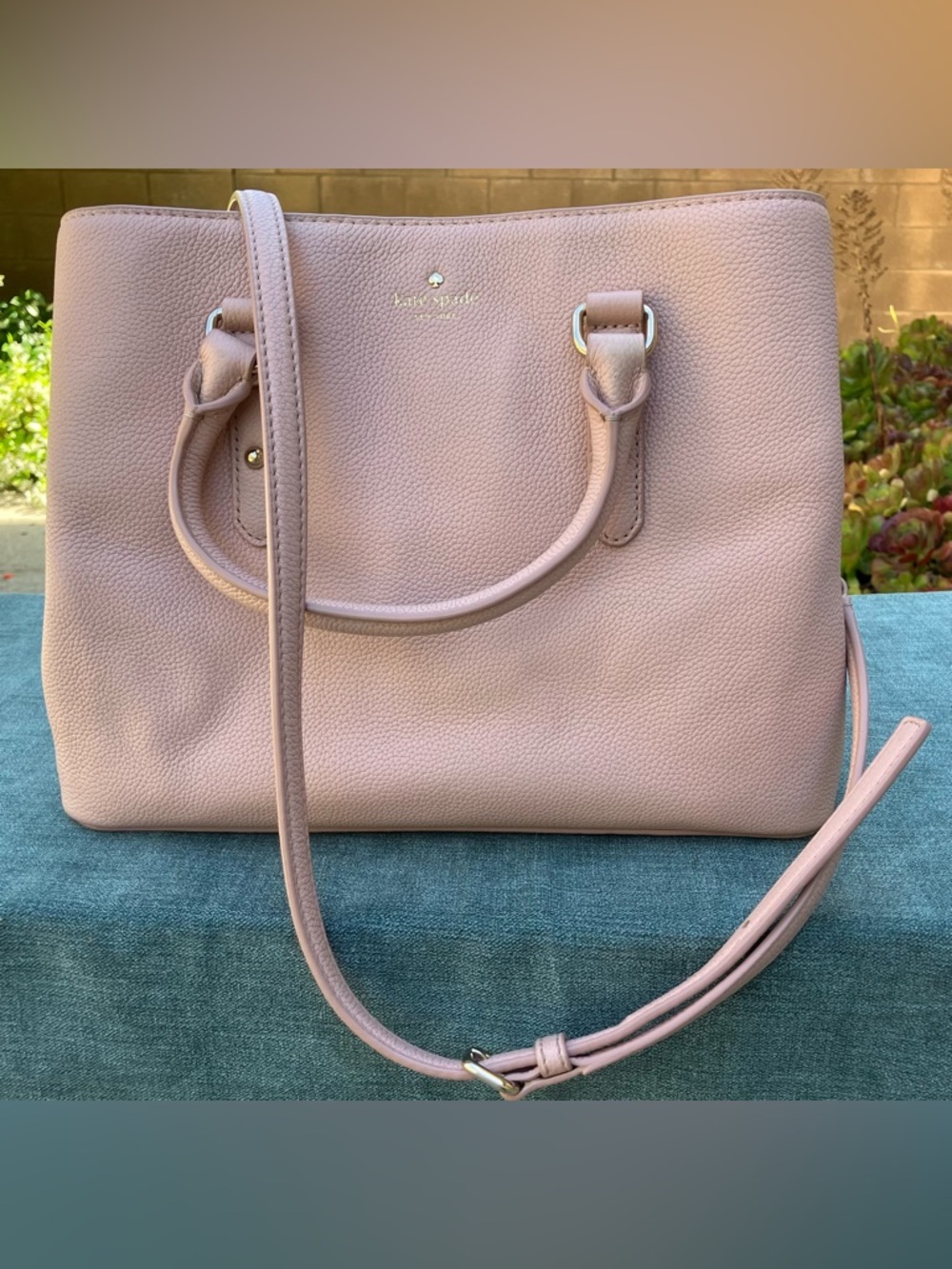kate spade Pebbled Leather Crossbody Tote in Blush Pink